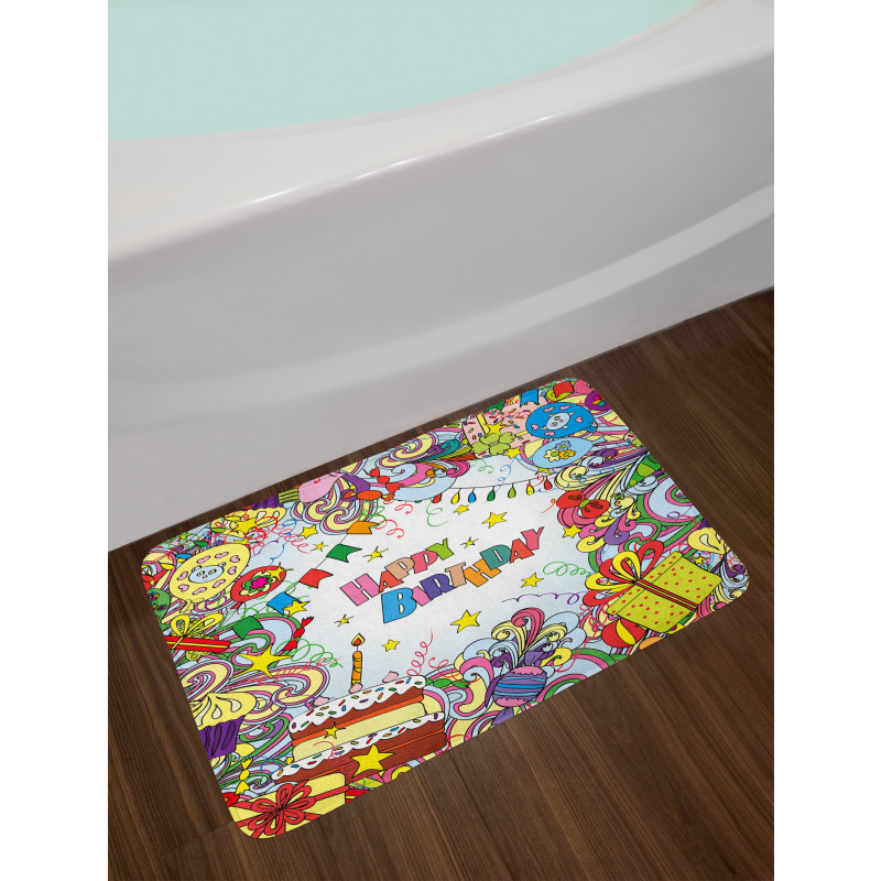 Colorful Cartoon Party Bath Mat