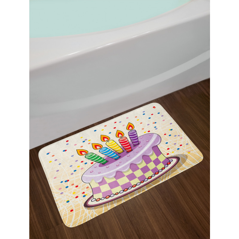 Cake Candles Dots Stars Bath Mat