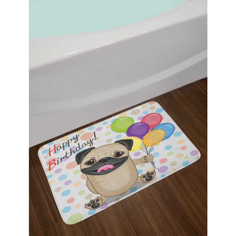 Birthday Pug Dog Bath Mat