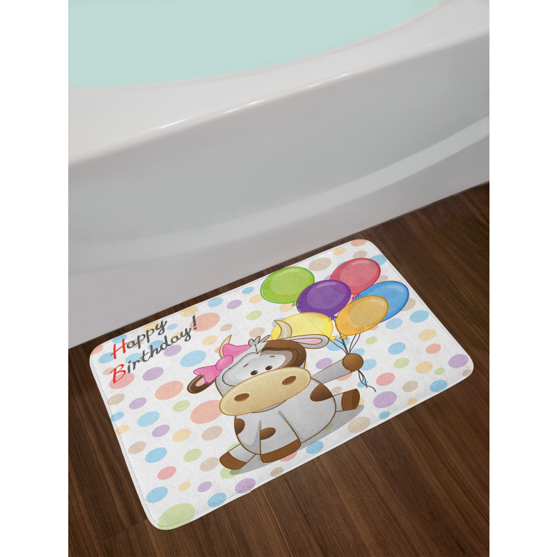 Baby Cow and Balloons Bath Mat