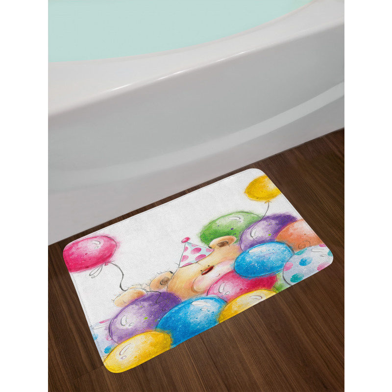 Sketchy Bear Balloons Bath Mat