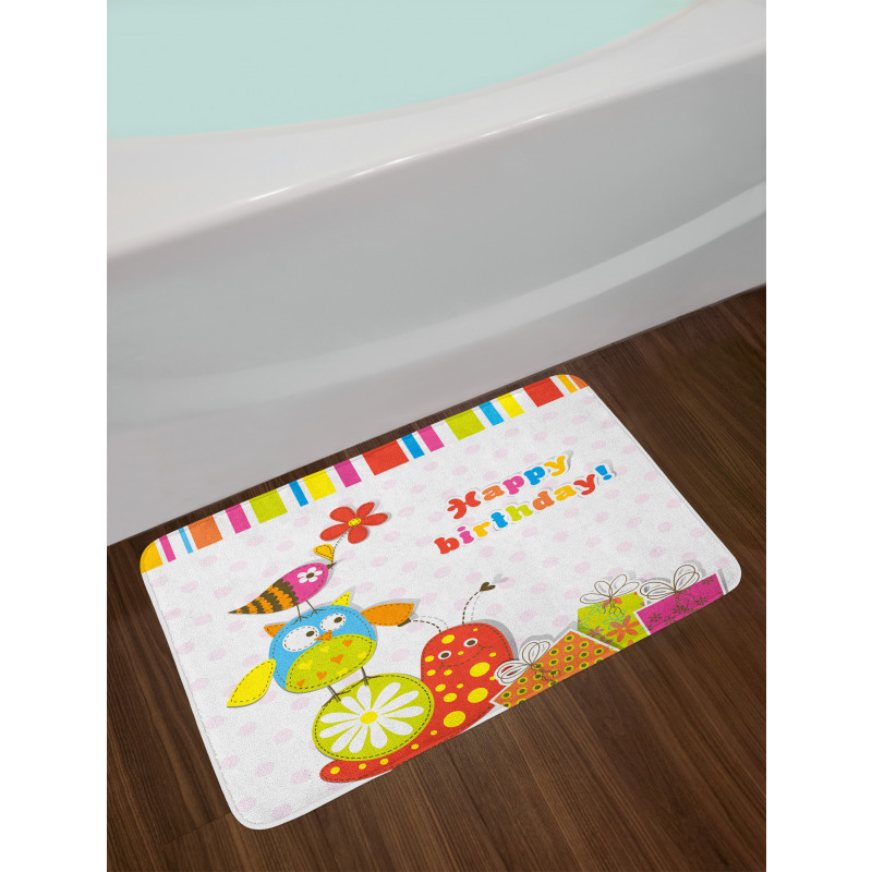 Birthday Owls Birds Bath Mat