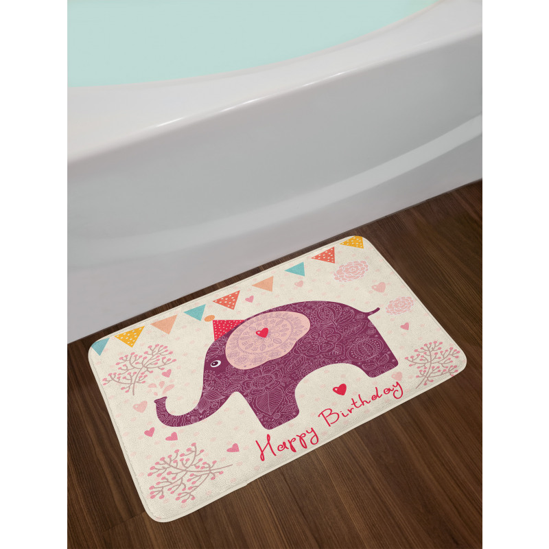 Purple Art Elephant Bath Mat