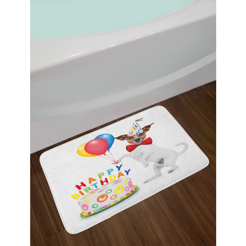 Dance Party Dog Cake Bath Mat