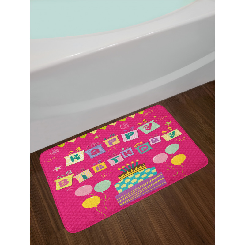 Present Boxes Pink Bath Mat