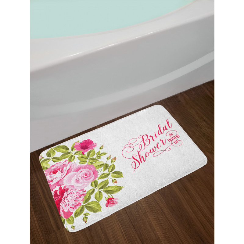 Bride Shabby Flowers Bath Mat