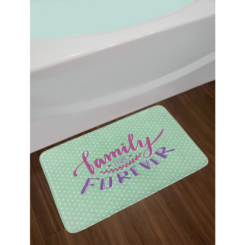 Polka Dots Family Words Bath Mat