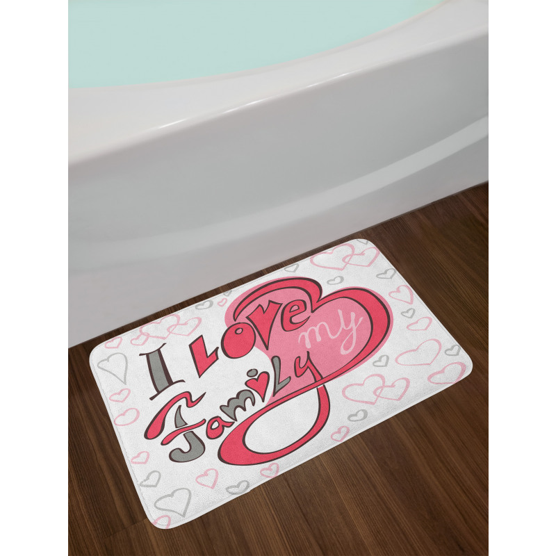 I Love Family Hearts Swirl Bath Mat