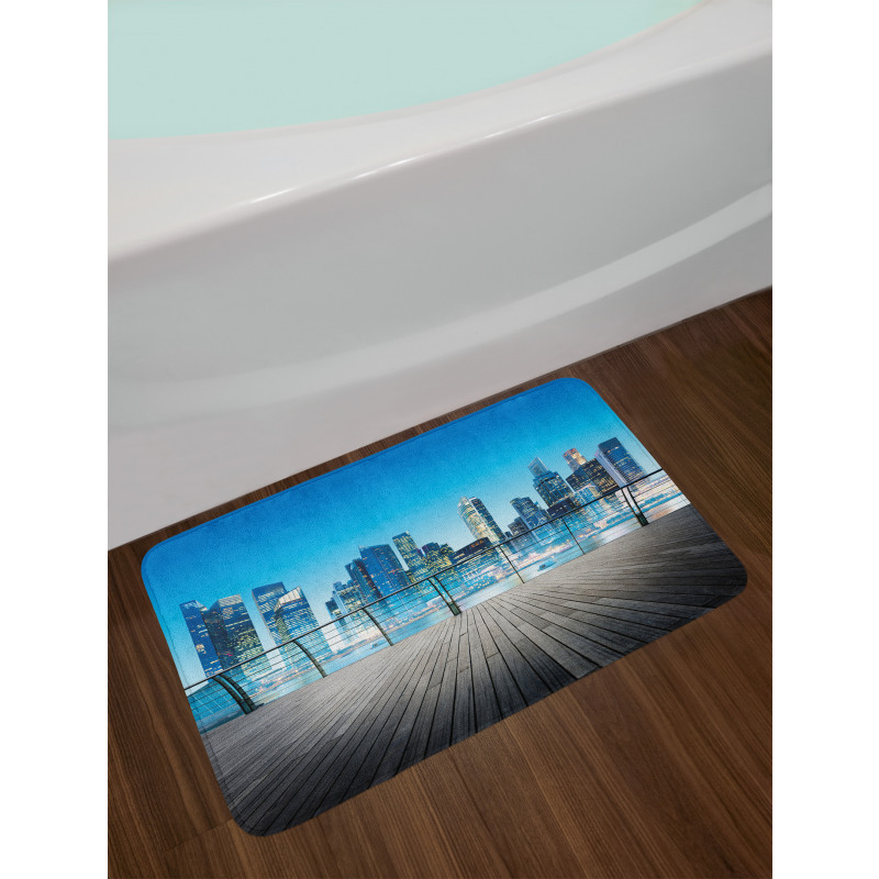 Blurry Skyscrapers Sea Bath Mat