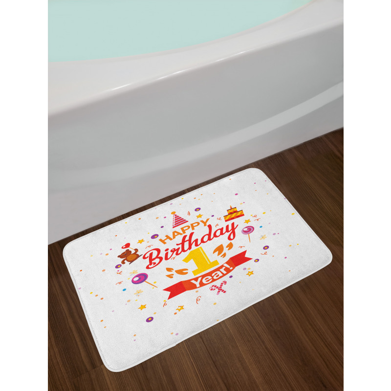 Party with Cones Bear Bath Mat
