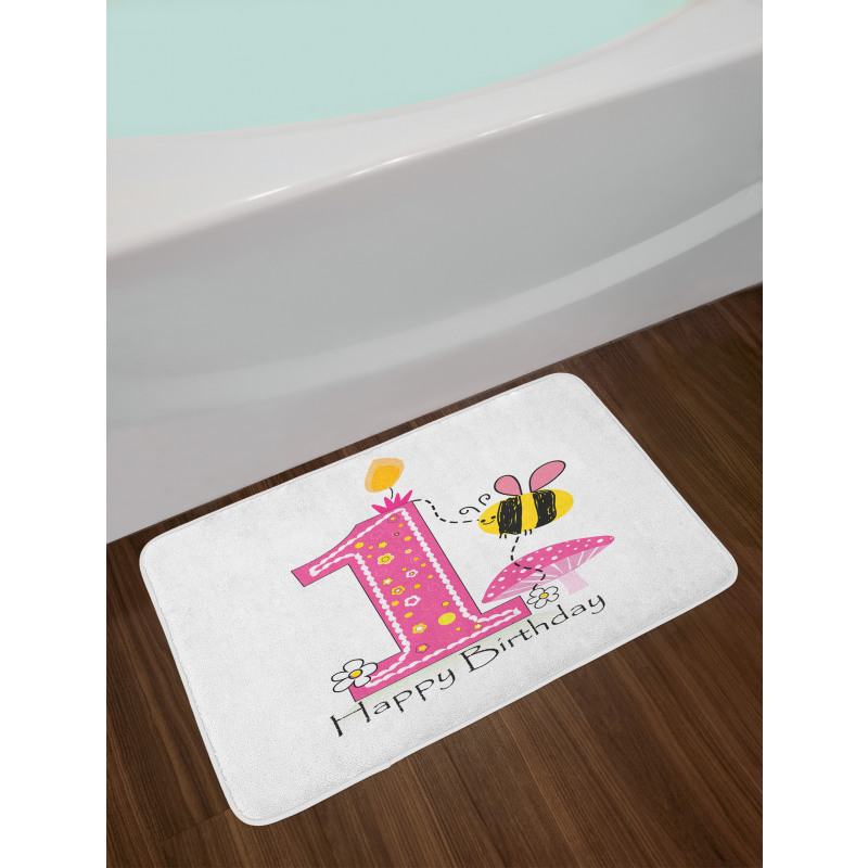 Bees Party Cake Candle Bath Mat