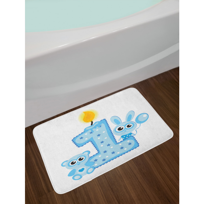 Boys Party Cake Candle Bath Mat