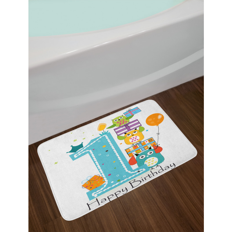 First Cake Candle Owls Bath Mat