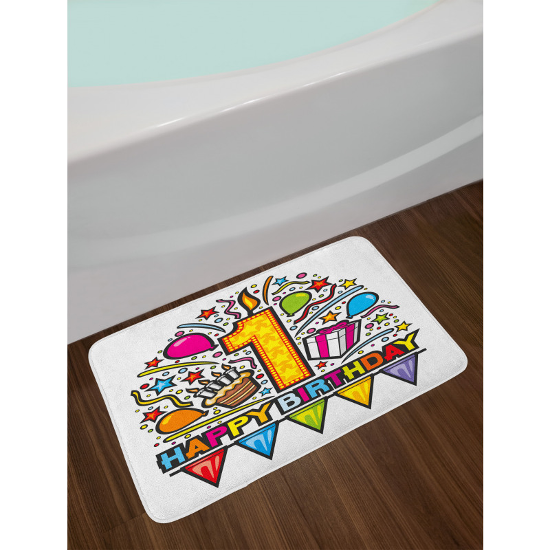 Pop Art Style Party Bath Mat