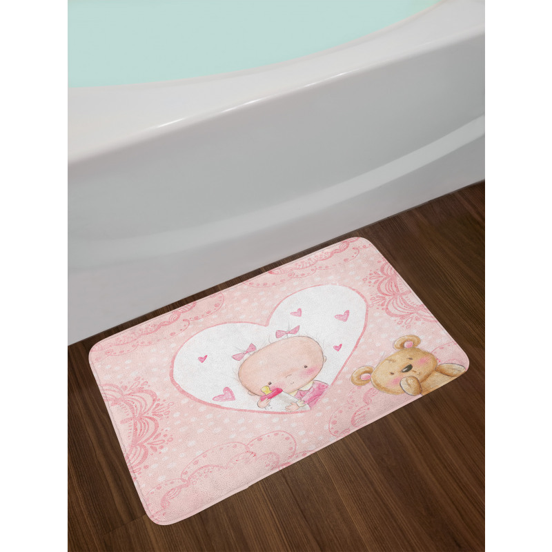 Girls Baby Teddy Bear Bath Mat