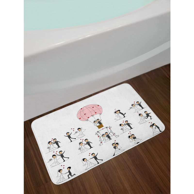 Bride Groom Cartoon Bath Mat