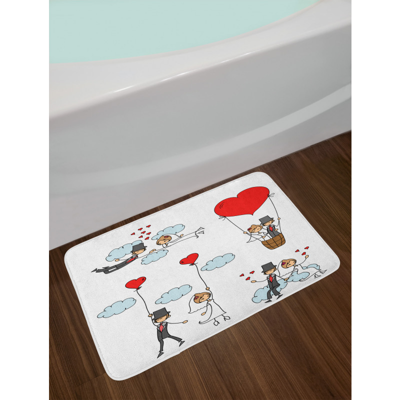 Newlyweds Caricature Bath Mat