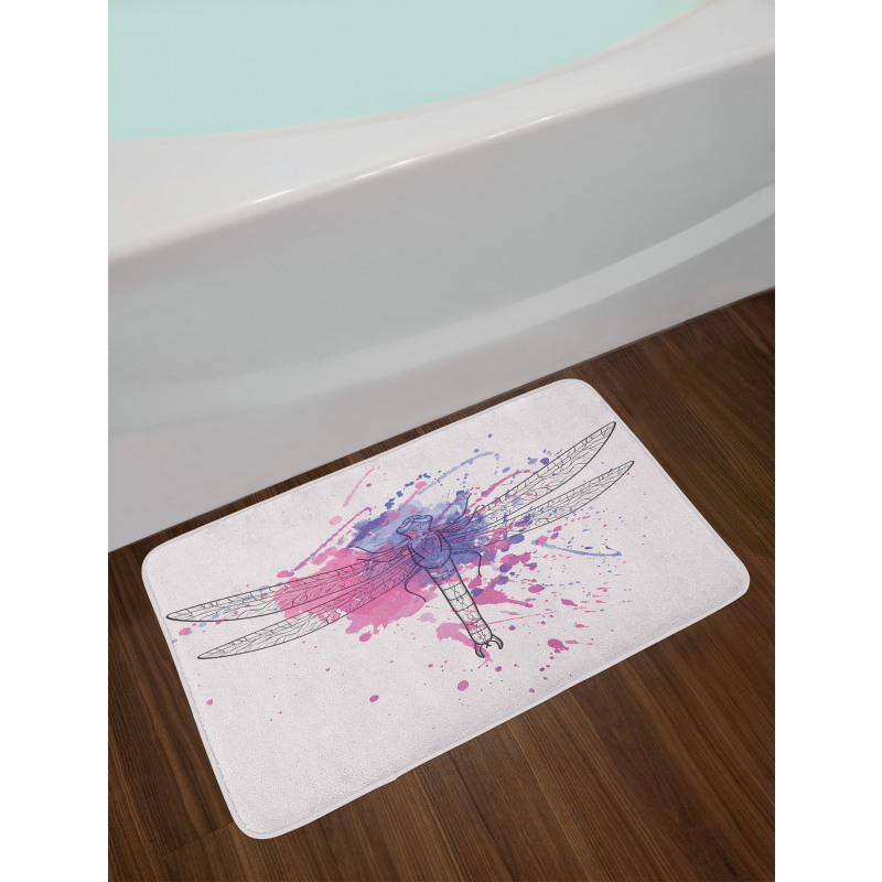 Grunge Moth Dragonfly Bath Mat