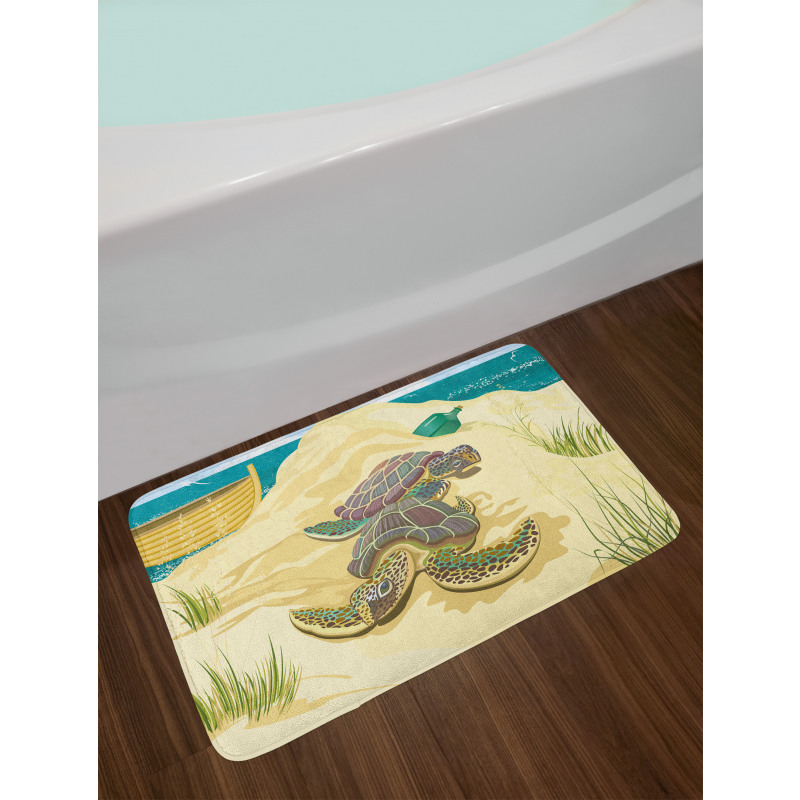 Sea Turtles Sand Boat Bath Mat