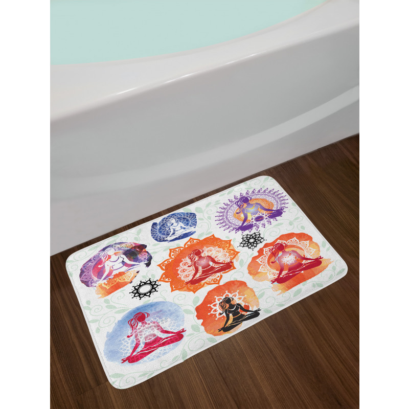 Women Meditating Lotus Bath Mat