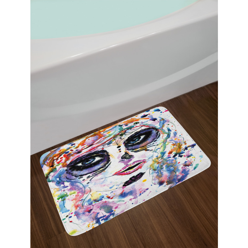 Creepy Makeup Girl Bath Mat