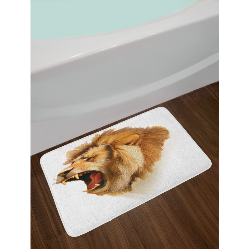 Roaring Fierce Lion Head Bath Mat