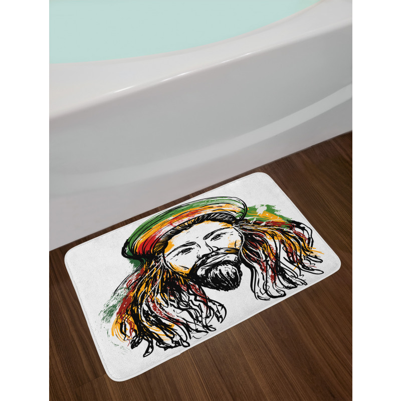 Rasta Man Sketch Portrait Bath Mat