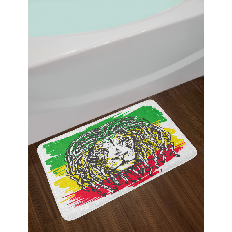 Hair Style Lion Portrait Bath Mat