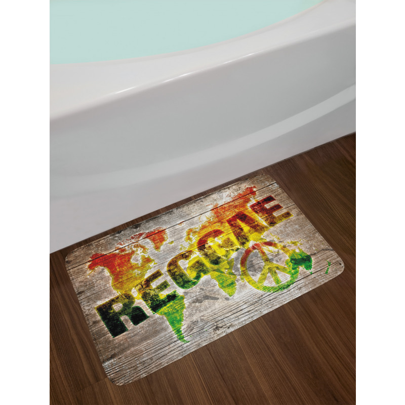 World Map Reggae Words Bath Mat