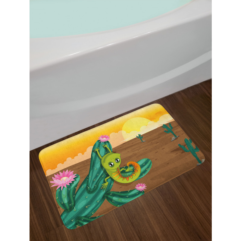 Cartoon Desert Landscape Bath Mat