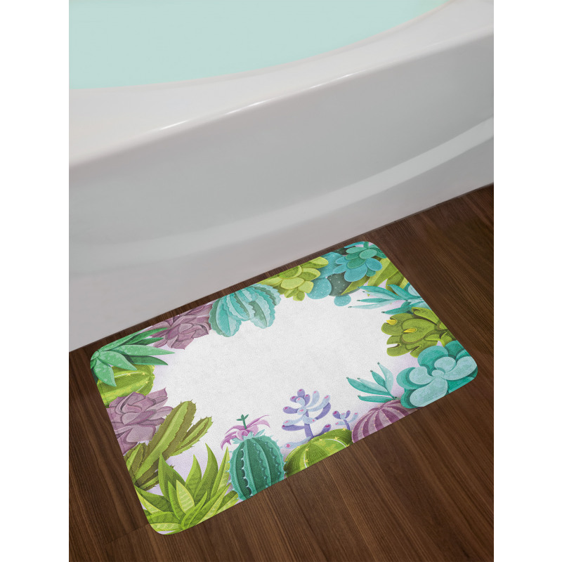 Succulents Plants Frame Bath Mat