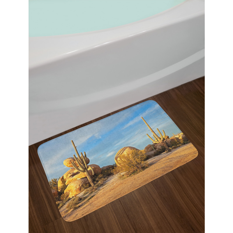 Saguaros Boulders Sunset Bath Mat