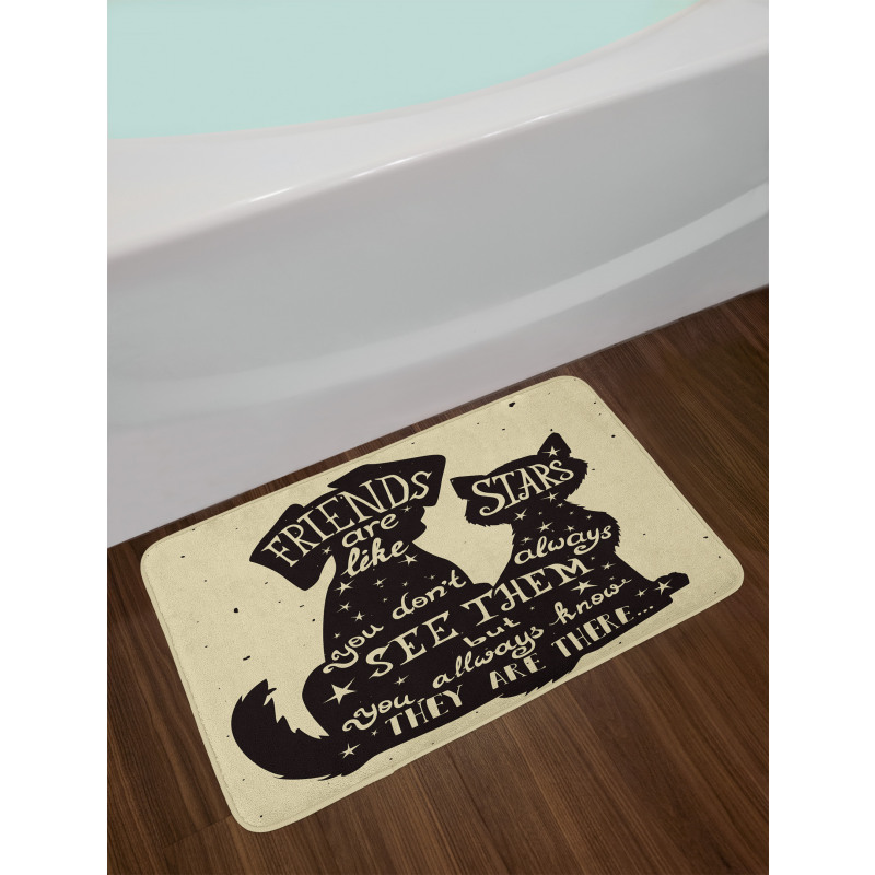 Cat Dog Friends Bath Mat