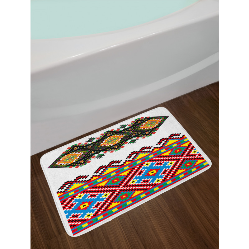 Retro Ukranian Ornament Bath Mat