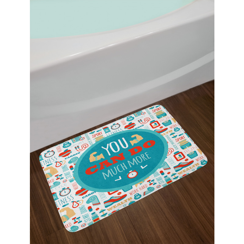 Encouraging Gym Phrase Bath Mat