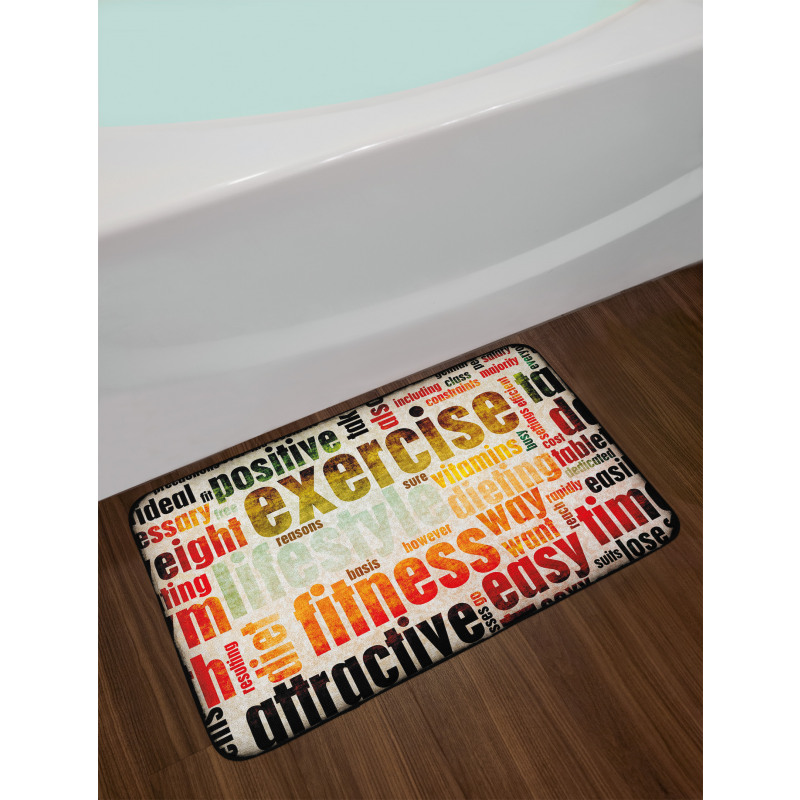 Grunge Frame with Words Bath Mat