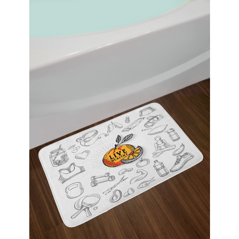 Live Healthy Theme Bath Mat