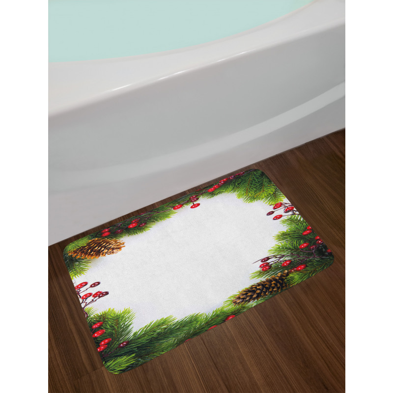 Xmas Frame Pine Cones Bath Mat