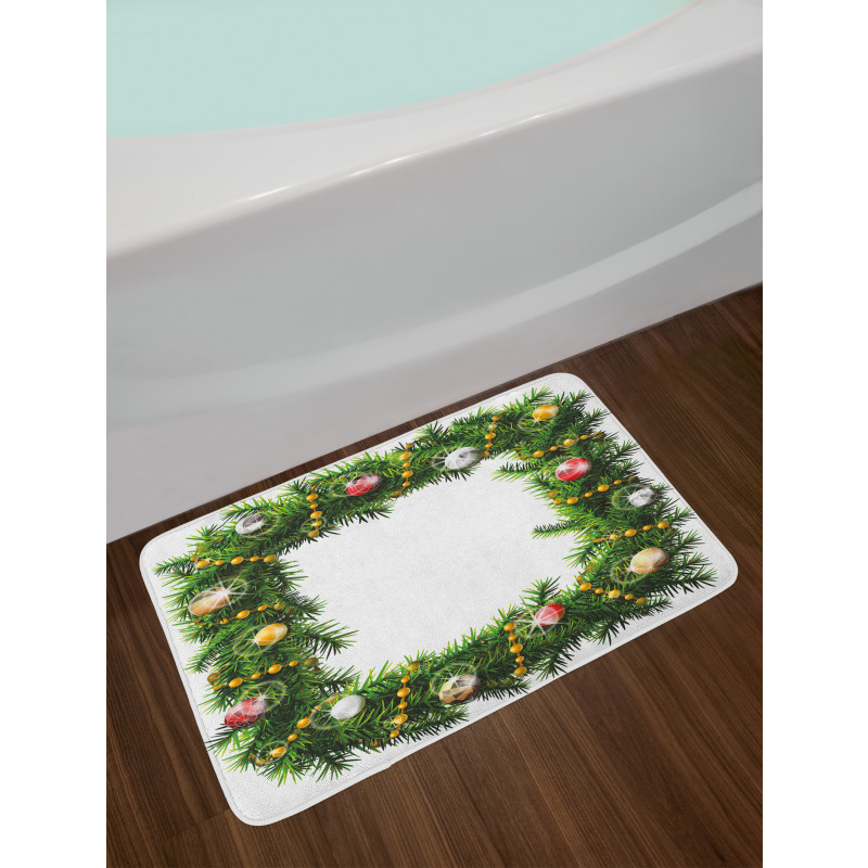 Winter Square Wreath Bath Mat