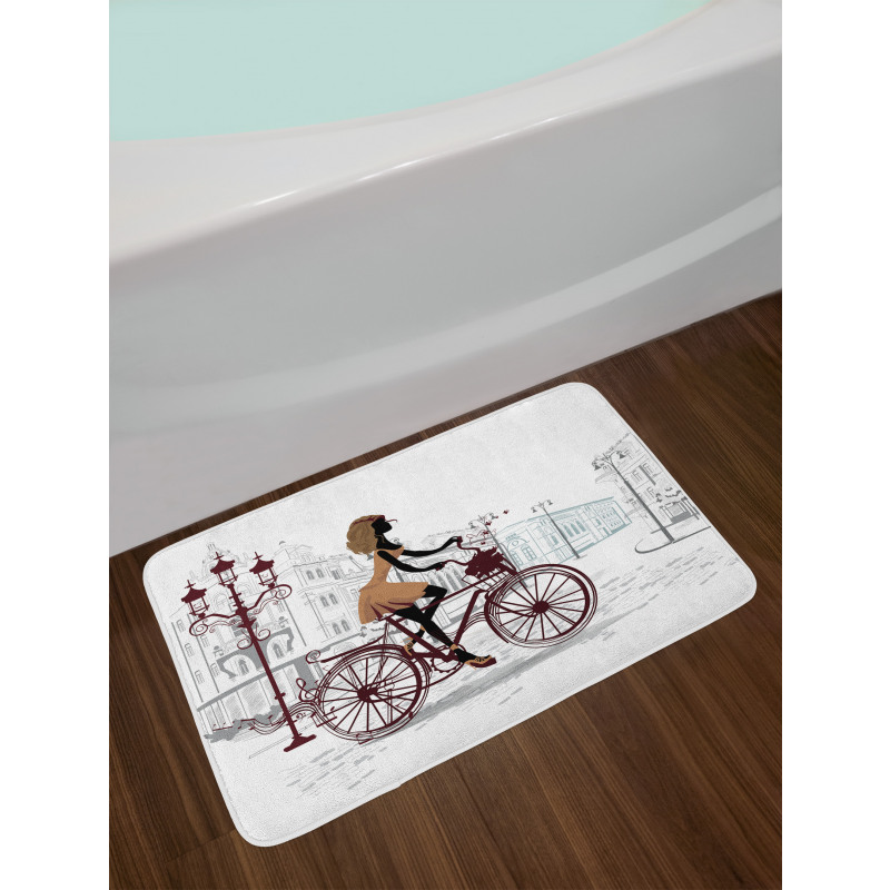 Young Girl in Paris Bath Mat