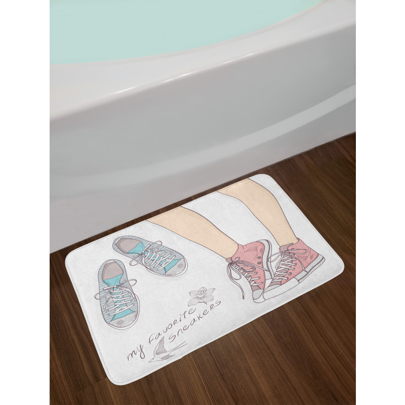 Girl Shoes Floral Bath Mat