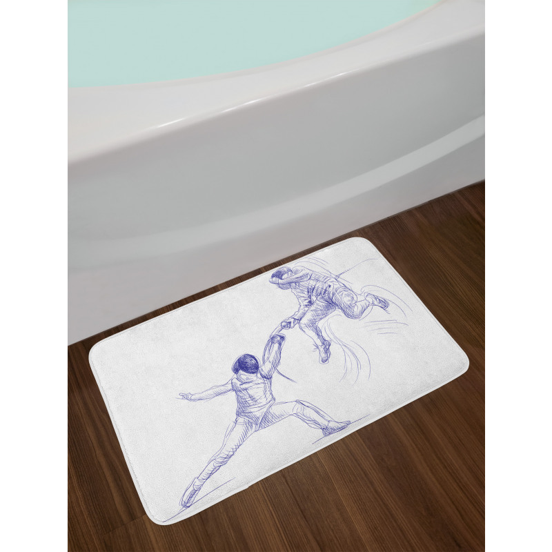 Fencing Duel Sketchy Bath Mat