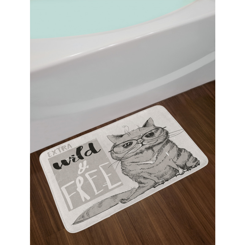 Hipster Cat Humorous Bath Mat