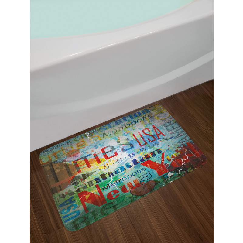 Grunge Words Culture Bath Mat