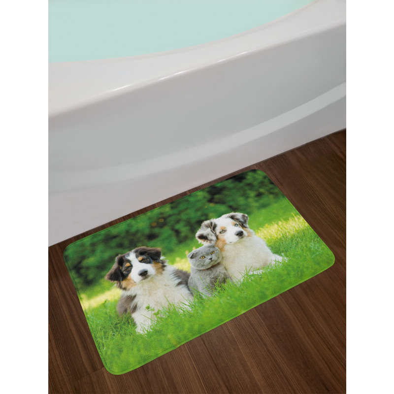 Puppy Family in Garden Bath Mat