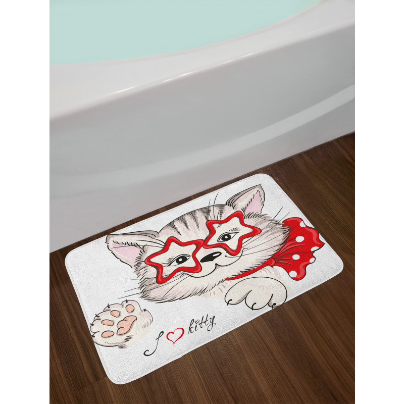 Cat Star Glasses Funny Bath Mat