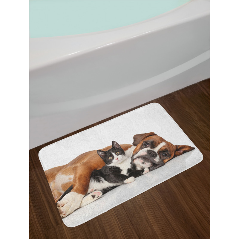 Cat Dog Friendship Bath Mat