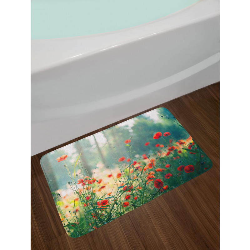 Wild Red Poppy Field Bath Mat