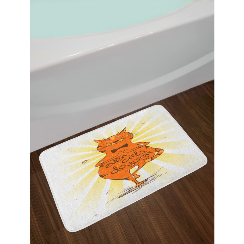 Peaceful Cat with Phrase Bath Mat