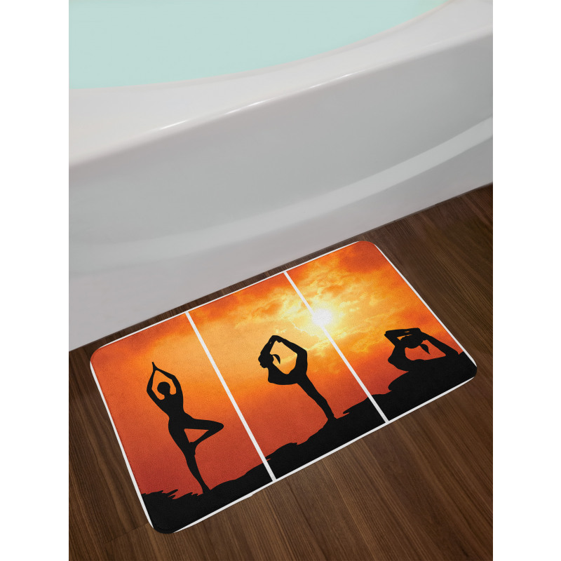 Women Practice at Sunset Bath Mat